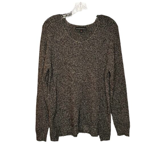 Rock & Republic Oversized Long Sleeve Pullover  Sweater Gold & Black M - Picture 1 of 6